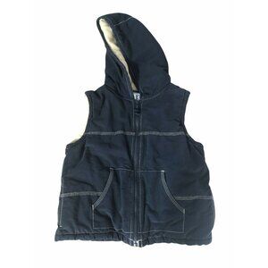 Gymboree Jacket Vest Hoodie Boys Small Blue Fleece Lined Pocket Full Zip Sleevel